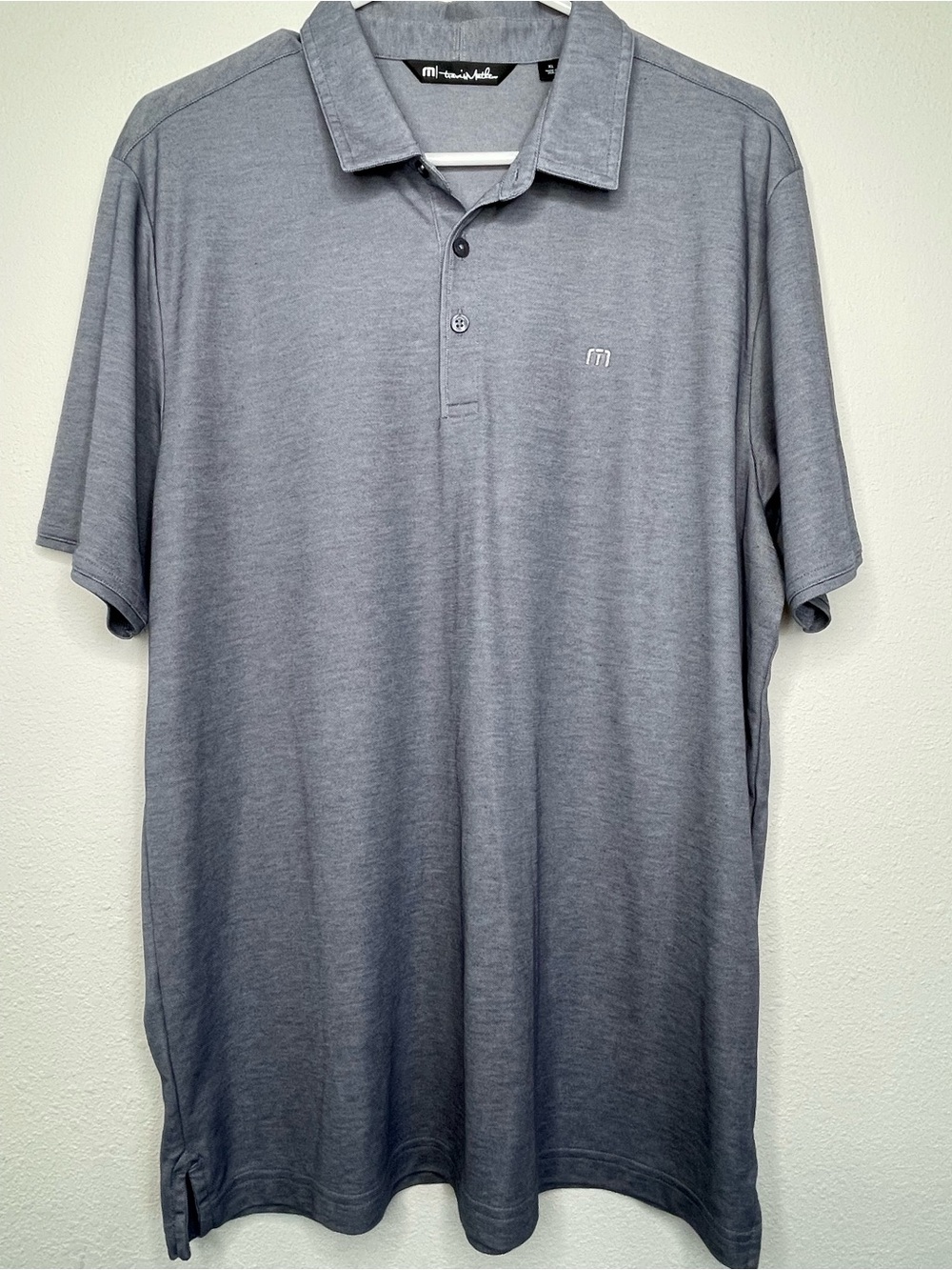 Travis Mathew Polo Shirt Mens Large Blue Performance Stretch Tech Golf Top